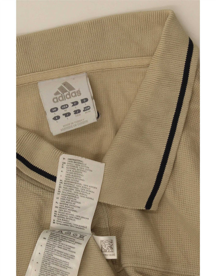 Camisa polo masculina Adidas grande algodão listrado bege