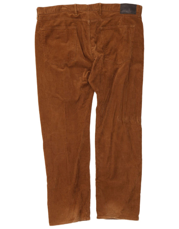 Calça masculina reta de veludo cotelê Marks & Spencer W42 L31 algodão marrom