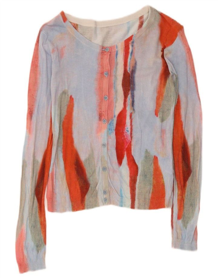Suéter cardigã feminino Hugo Boss com padrão abstrato Reino Unido 10 pequeno multicolorido