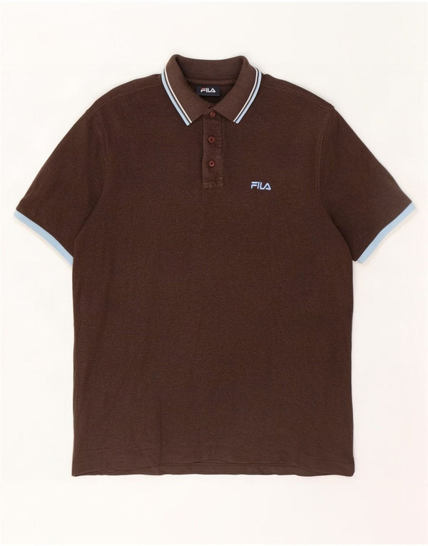 Camisa polo masculina Fila grande algodão marrom