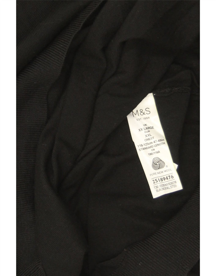 Suéter masculino Marks & Spencer com decote em V 2XL lã merino preta