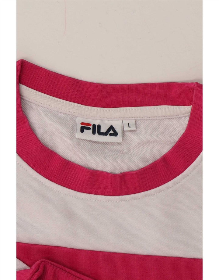 Moletom feminino Fila Oversized Crop Jumper UK 16 grande bloco colorido branco