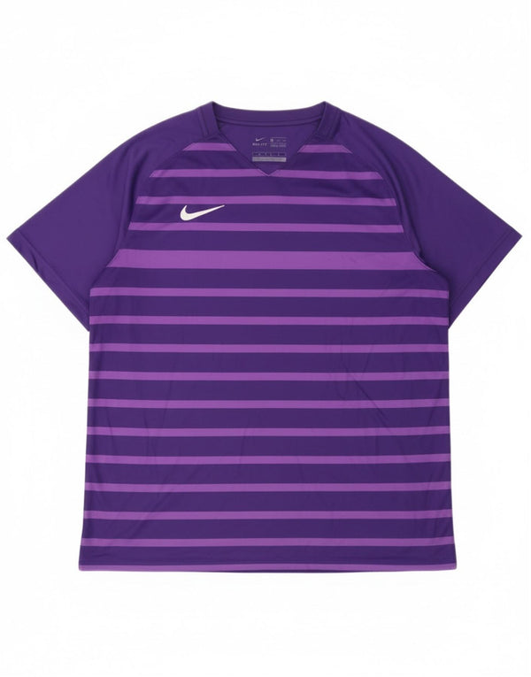 Camiseta masculina Nike Dri Fit Top 2XL poliéster listrado roxo