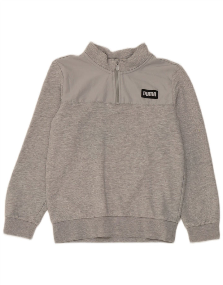 Suéter Puma Menino com Zíper e Pescoço 11-12 Anos Cinza Salpicado