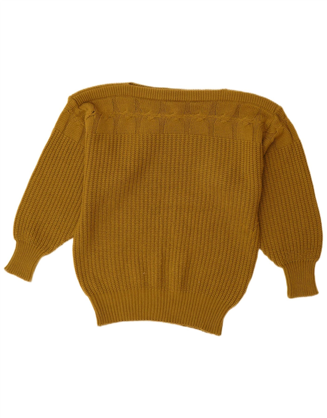 MONDI Suéter feminino grande com gola canoa UE 36 Lã cáqui pequena