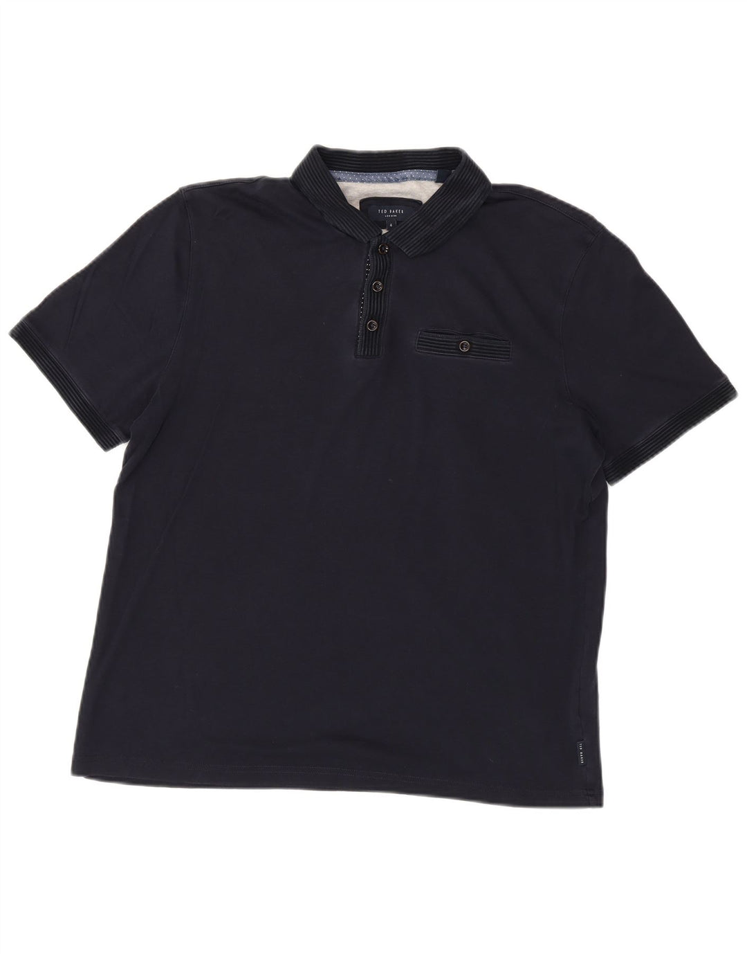 Camisa polo masculina Ted Baker tamanho 4 grande algodão azul marinho