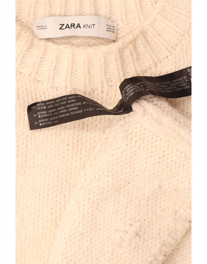 Zara suéter feminino oversized com gola redonda Reino Unido 14 acrílico bege médio
