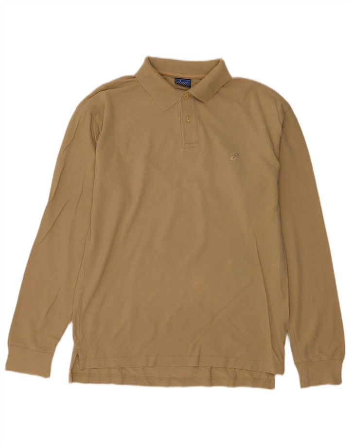 Camisa polo masculina de manga comprida Asics médio bege