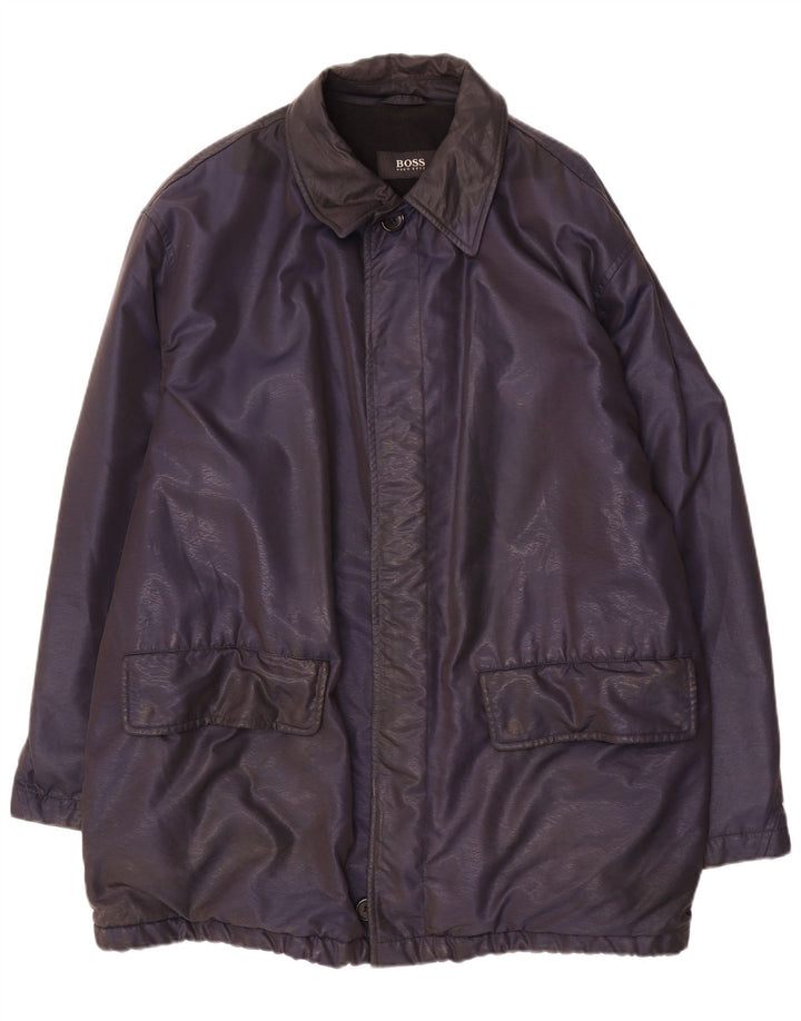 Jaqueta corta-vento masculina Hugo Boss IT 54 2XL azul marinho nylon