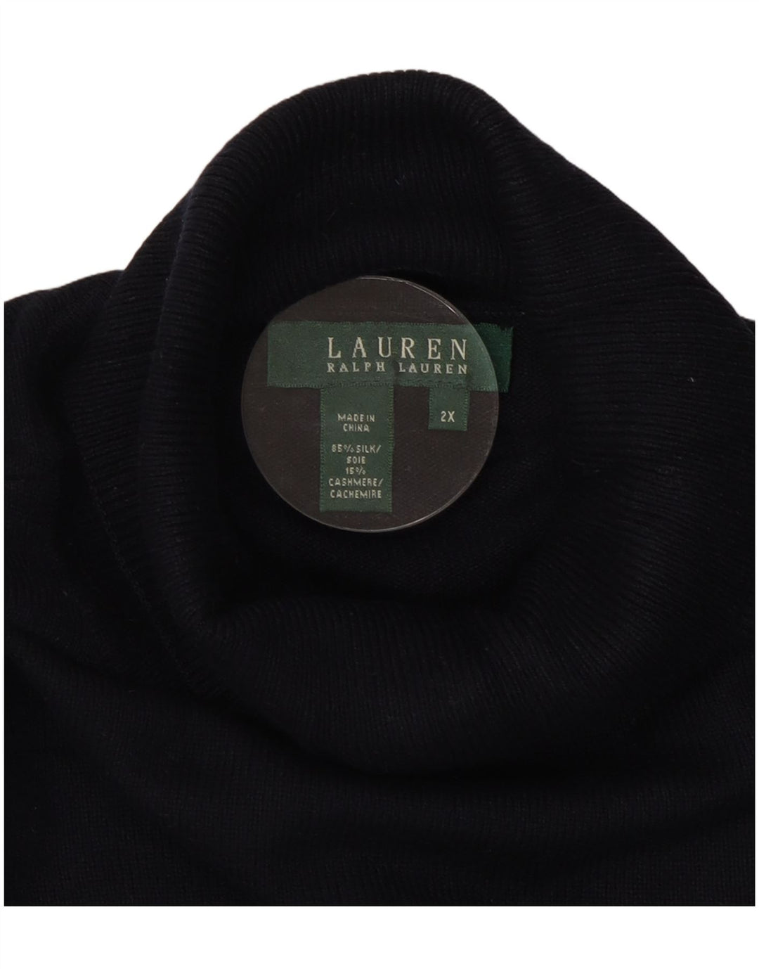 Suéter feminino RALPH LAUREN com gola redonda Reino Unido 20 2XL seda azul marinho