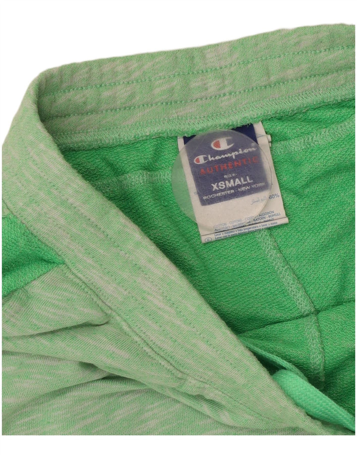 Shorts esportivos gráficos femininos CHAMPION UK 6 XS poliéster manchado verde