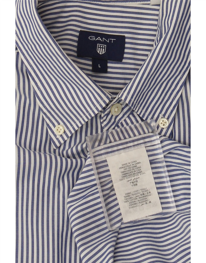 Camisa masculina Gant Regular Fit grande algodão listrado azul