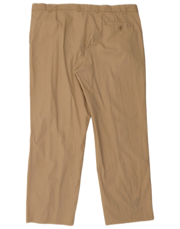 Calça chino reta masculina Marks & Spencer W42 L31 algodão bege