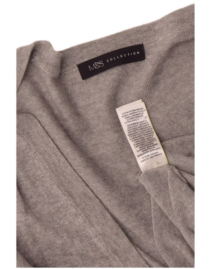 Suéter cardigã feminino Marks & Spencer Reino Unido 14 algodão cinza médio