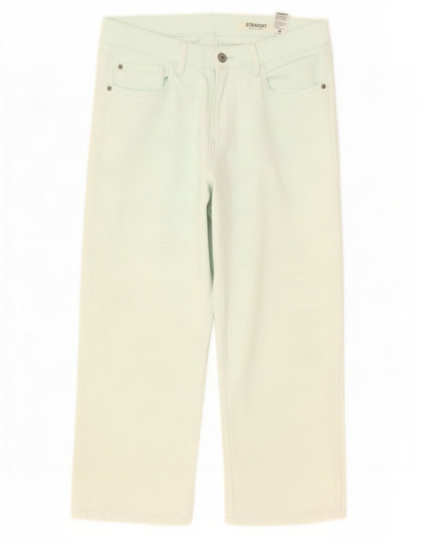 Calça jeans reta feminina Marks & Spencer UK 12 médio W30 L24 turquesa