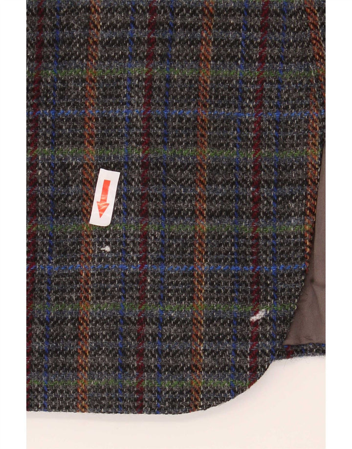 Jaqueta blazer masculina vintage com 2 botões Reino Unido 40 grande lã xadrez cinza