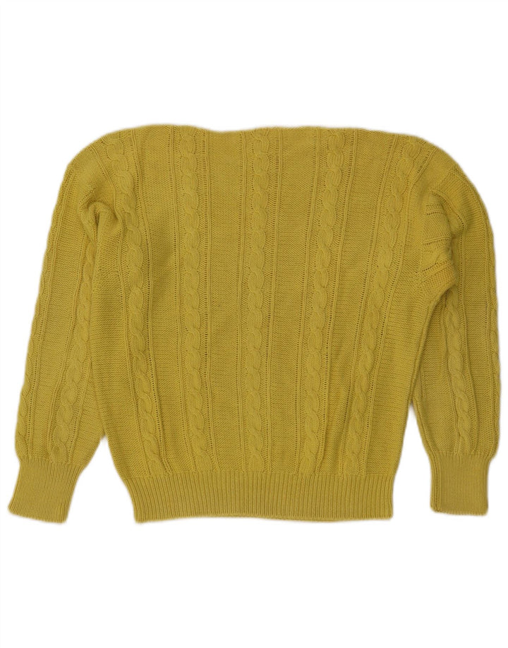 Suéter feminino VINTAGE com gola canoa UK 14 amarelo médio