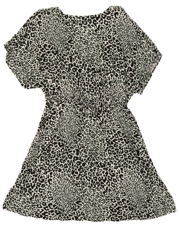 Vestido feminino Marks & Spencer A-Line UK 14 médio preto com estampa animal viscose