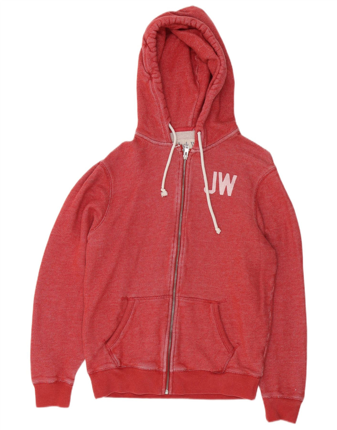 JACK WILLS Suéter masculino com capuz e zíper gráfico médio algodão vermelho