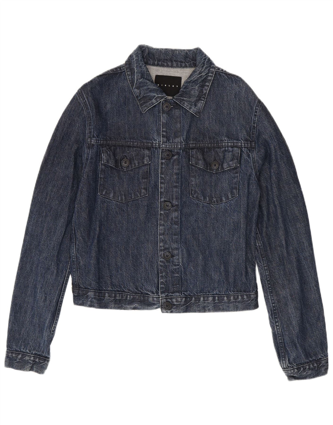 Jaqueta jeans feminina Sisley UK 14 algodão azul marinho médio