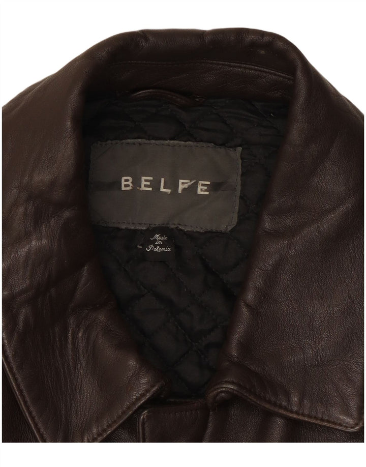 Belfe & Belfe Jaqueta de couro masculina Reino Unido 38 Couro marrom médio