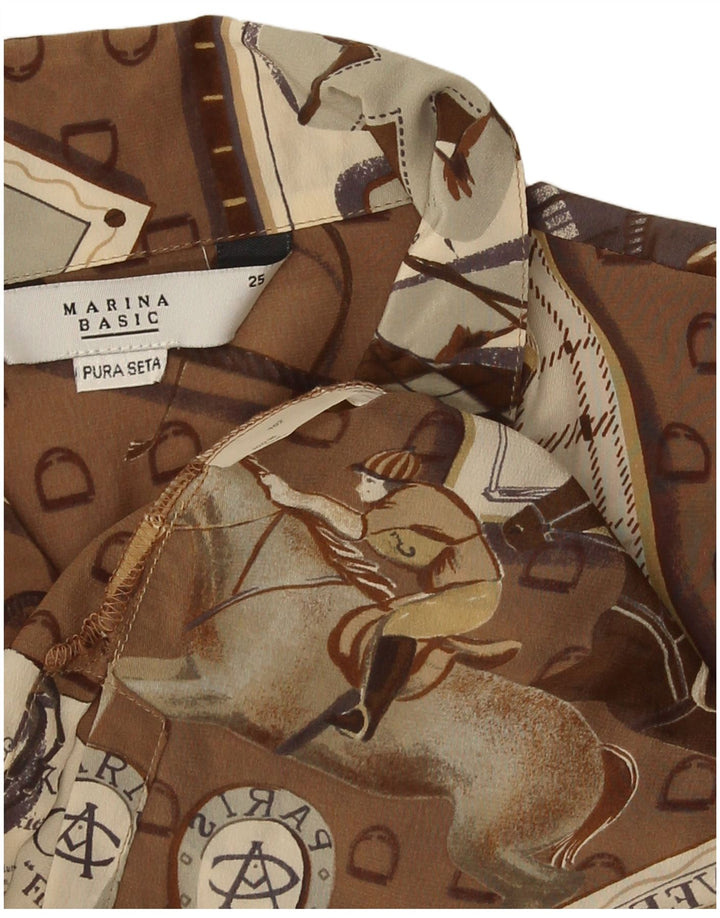 Blusa feminina Marina Rinaldi, camisa alta, tamanho 25, grande, marrom, patchwork