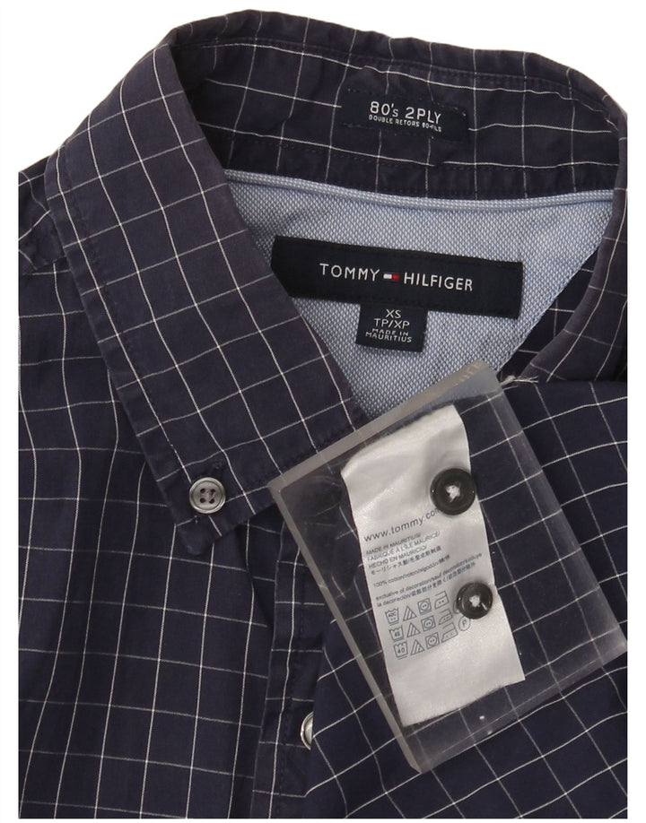 Camisa masculina Tommy Hilfiger XS azul marinho xadrez algodão