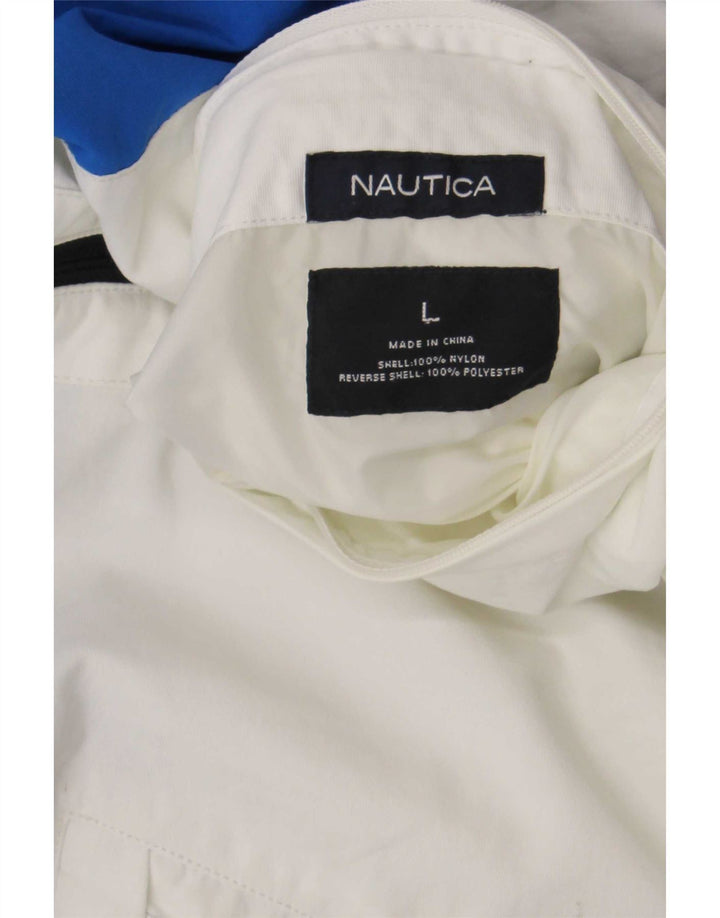 Jaqueta masculina Nautica Graphic Bomber UK 42 grande bloco colorido azul marinho