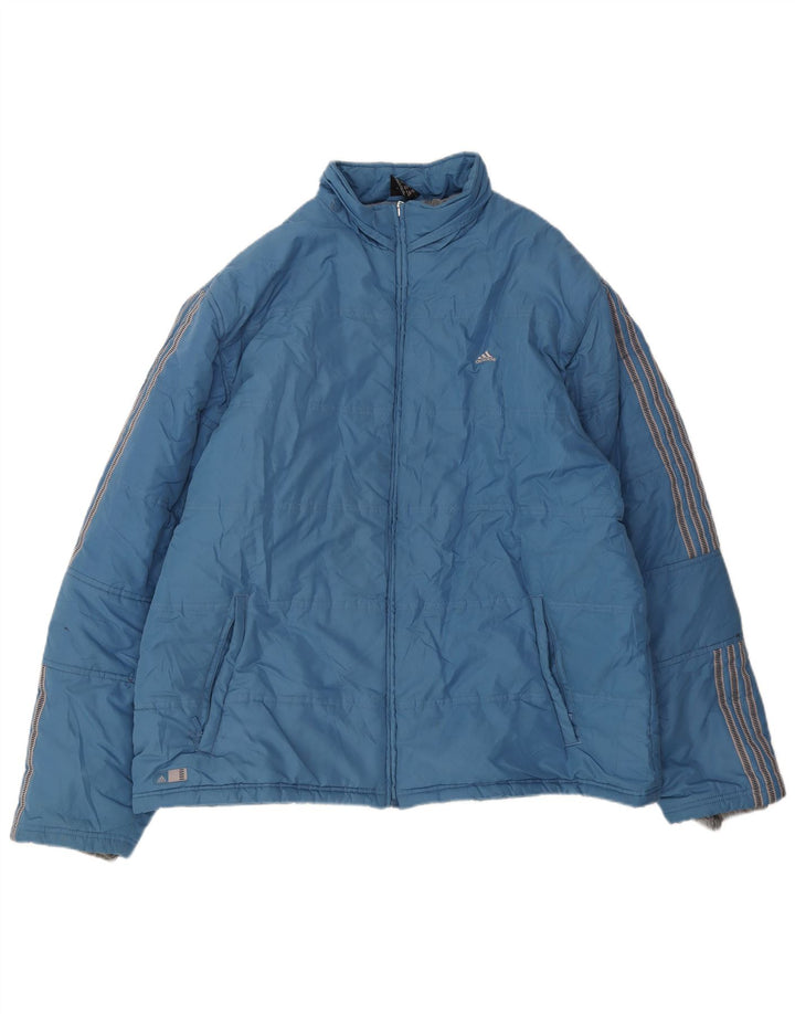 Jaqueta acolchoada masculina Adidas UK 42 XL azul poliéster