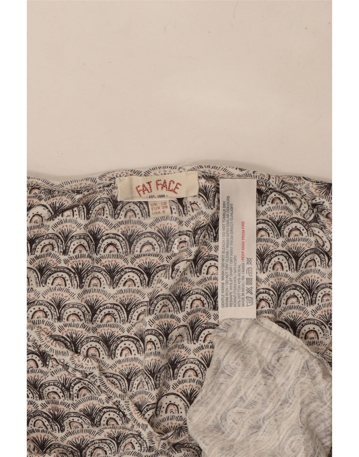 Camiseta feminina grande com estampa FAT FACE Reino Unido 10 pequena cinza geométrica