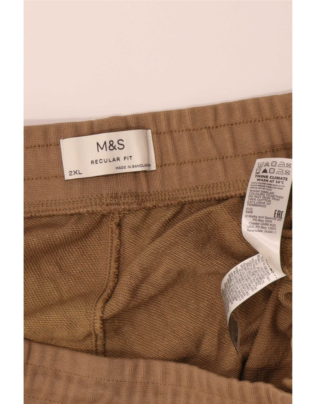 Shorts esportivos masculinos Marks & Spencer Regular Fit 2XL algodão bege