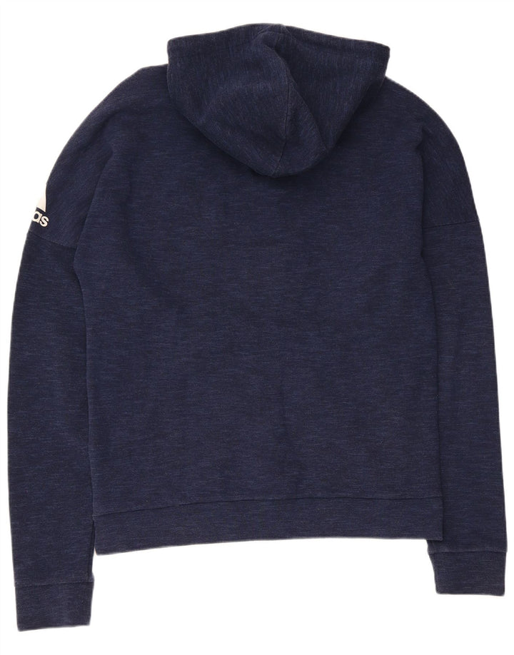 Adidas masculino zip moletom com capuz médio algodão azul marinho
