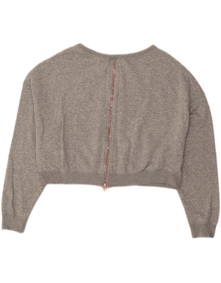Moletom feminino Nike Crop Graphic Oversized Jumper UK 16 Grande Cinza