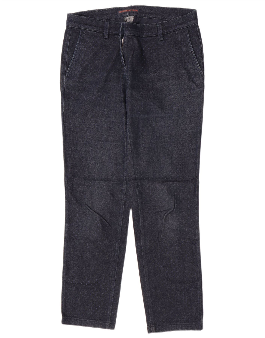 Jeans retos femininos Trussardi W30 L27 azul marinho manchado