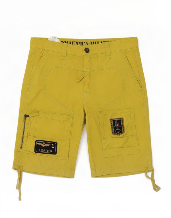 Aeronautica Militare Mens Cargo Shorts IT 46 Pequeno W32 Algodão Amarelo
