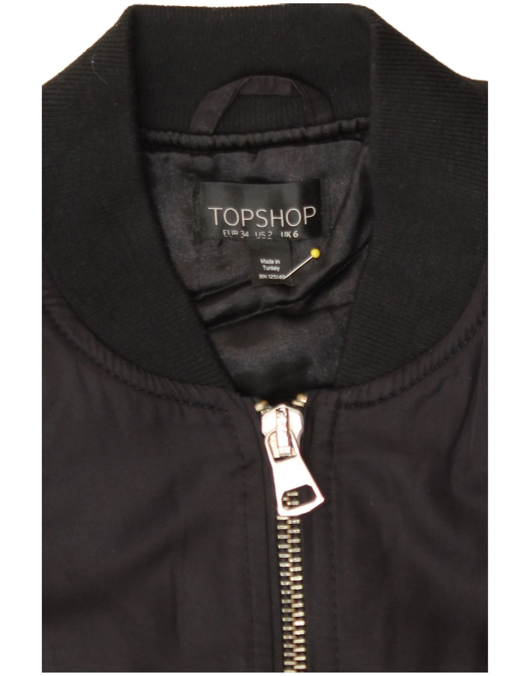 Jaqueta bomber superdimensionada feminina Topshop UK 6 XS poliéster preto