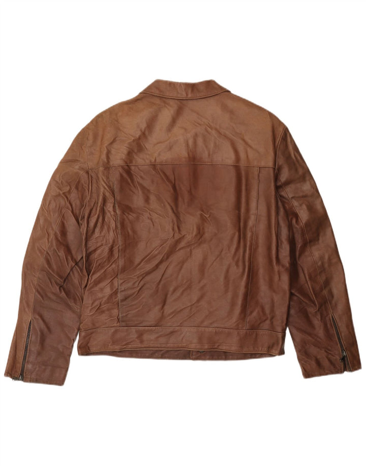 Jaqueta masculina de couro bomber MASTERPELLE Reino Unido 40 grande couro marrom
