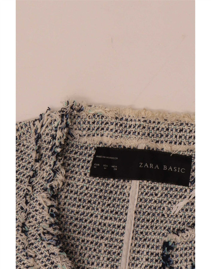 Zara Womens Blazer Jacket UK 12 Médio Algodão Cinza