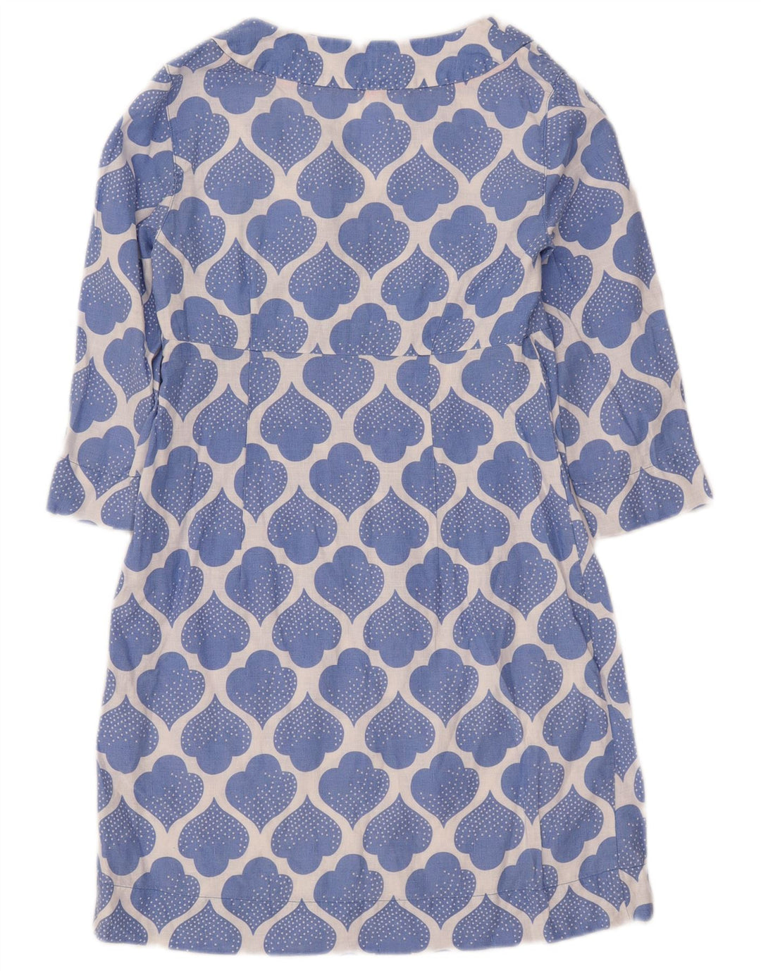 Vestido feminino Boden com estampa abstrata manga 3/4 linha A Reino Unido 8 linho azul pequeno