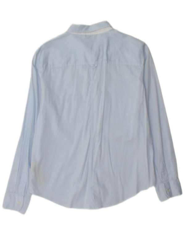 Camisa feminina Massimo Dutti tamanho 42 grande algodão listrado azul