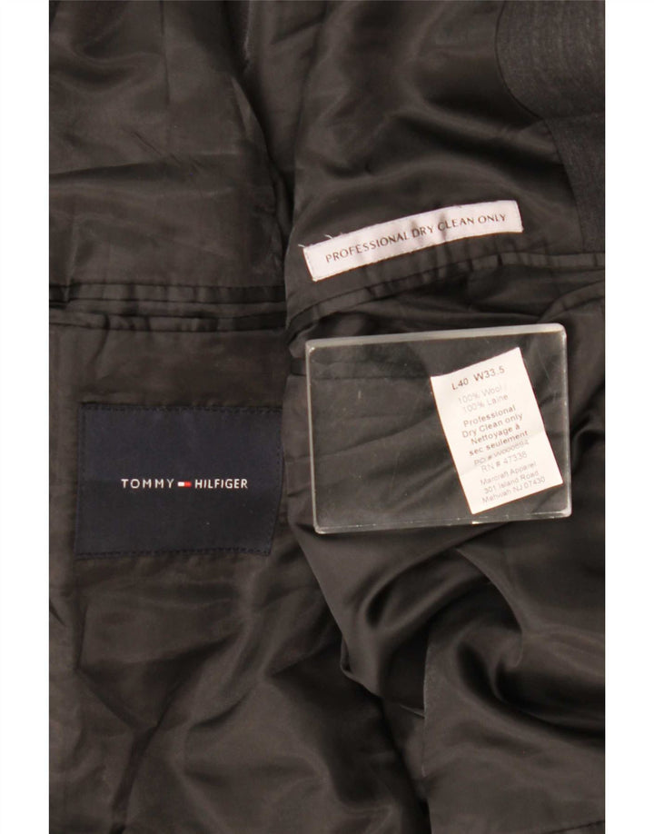 Jaqueta Blazer Masculina Tommy Hilfiger com 2 Botões Reino Unido 40 Grande Lã Cinza Clássica