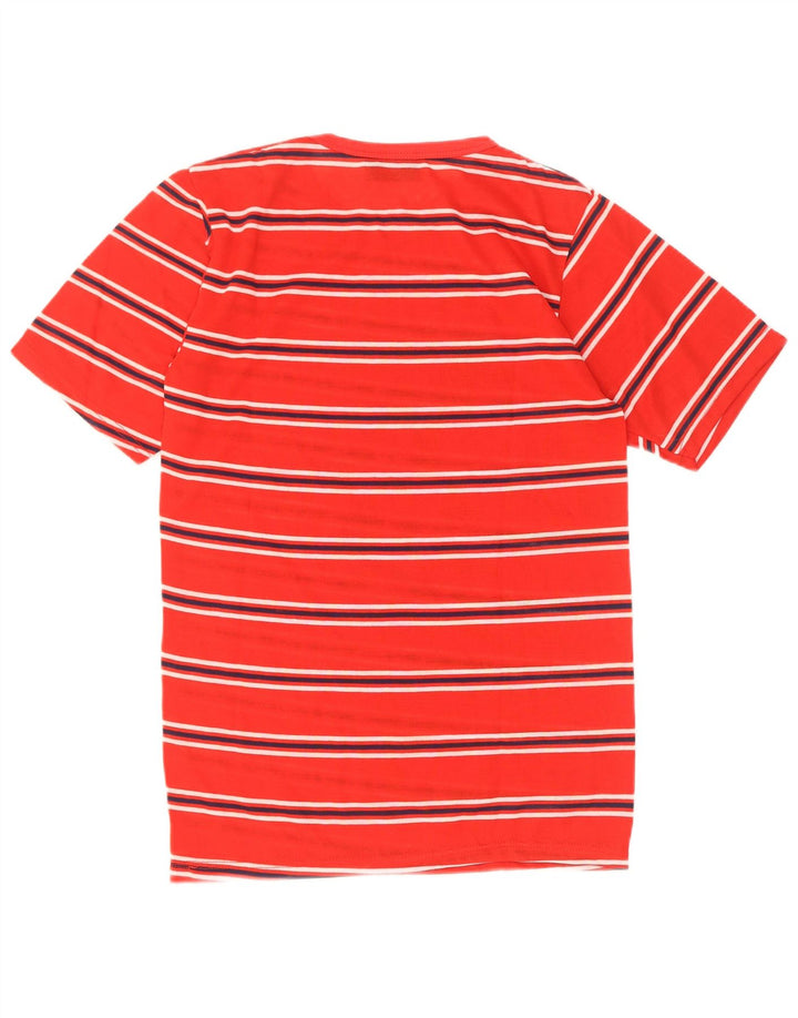 Camiseta masculina vintage top pequeno acrílico listrado vermelho