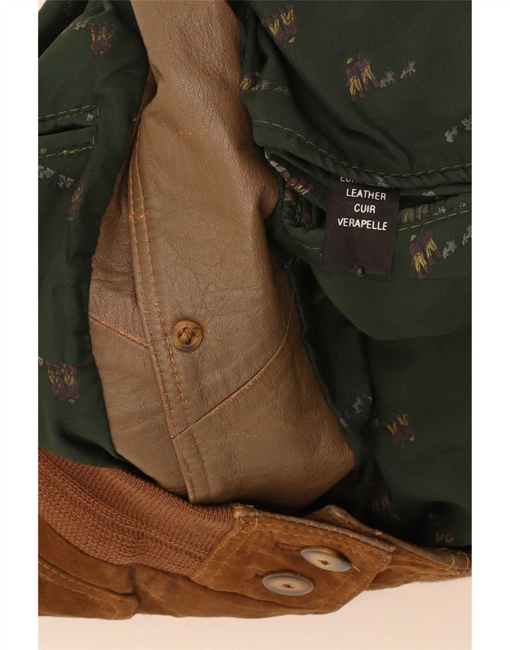 Jaqueta bomber masculina vintage de camurça Reino Unido 42 XL couro marrom