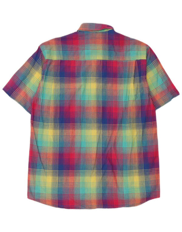Camisa masculina de manga curta Rudnick tamanho 39/40 xadrez multicolorido médio
