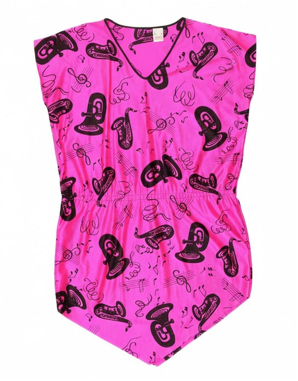 Body feminino VINTAGE com padrão abstrato sem mangas EU 38 rosa médio