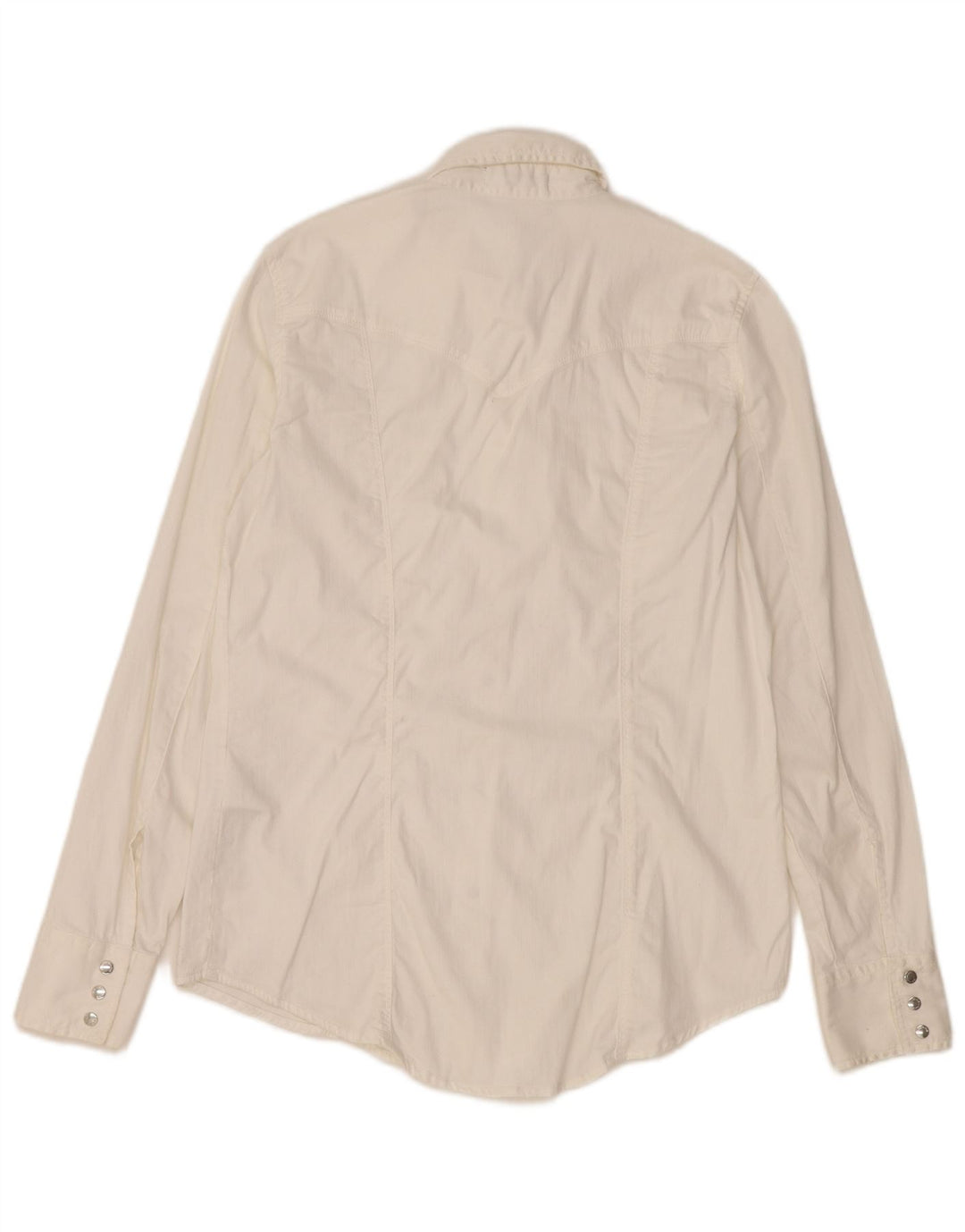 Camisa feminina Gas UK 10 pequena algodão branco