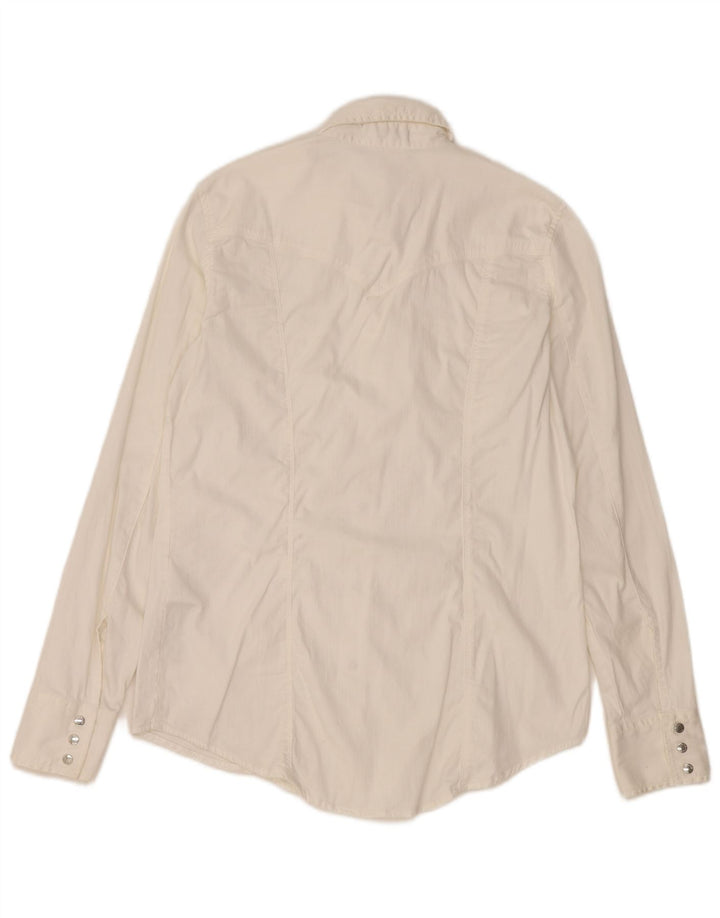 Camisa feminina Gas UK 10 pequena algodão branco