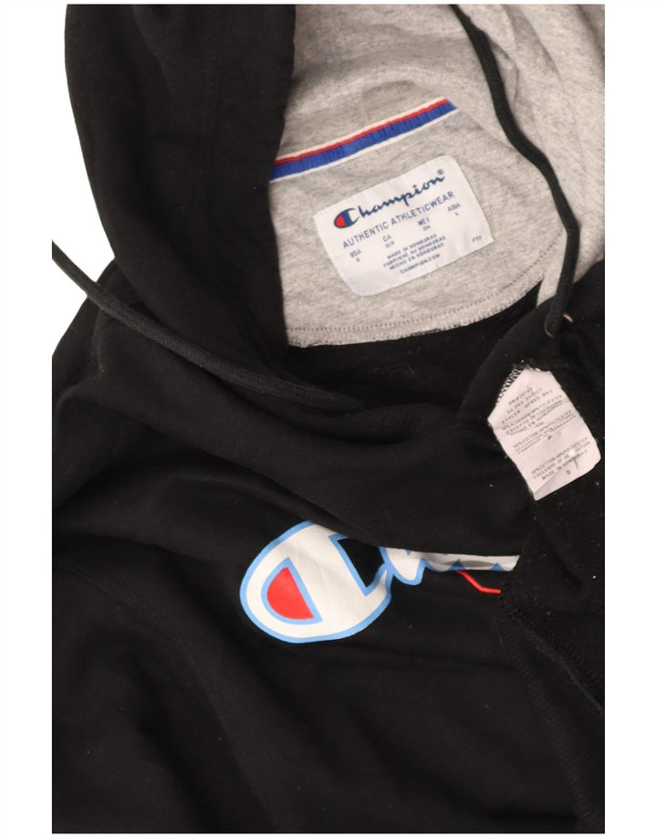CHAMPION Masculino EUA moletom com capuz gráfico pequeno algodão preto