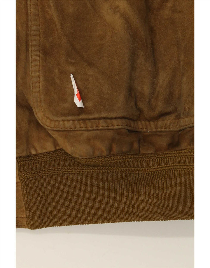 Jaqueta bomber masculina de camurça Scout UK 40 grande bege