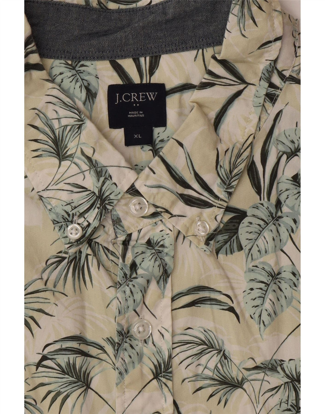 J. CREW Camisa masculina de manga curta XL amarelo floral algodão havaiano